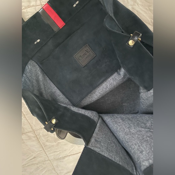 Clare V simple tote navy with red stripe - Picture 3 of 6